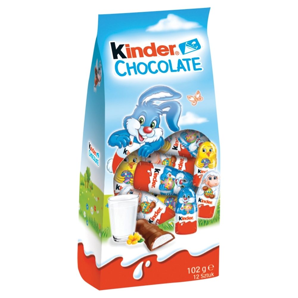 Kinder Chocolate Figurki z mlecznej czekolady z nadzieniem mlecznym 102 g (12 sztuk)