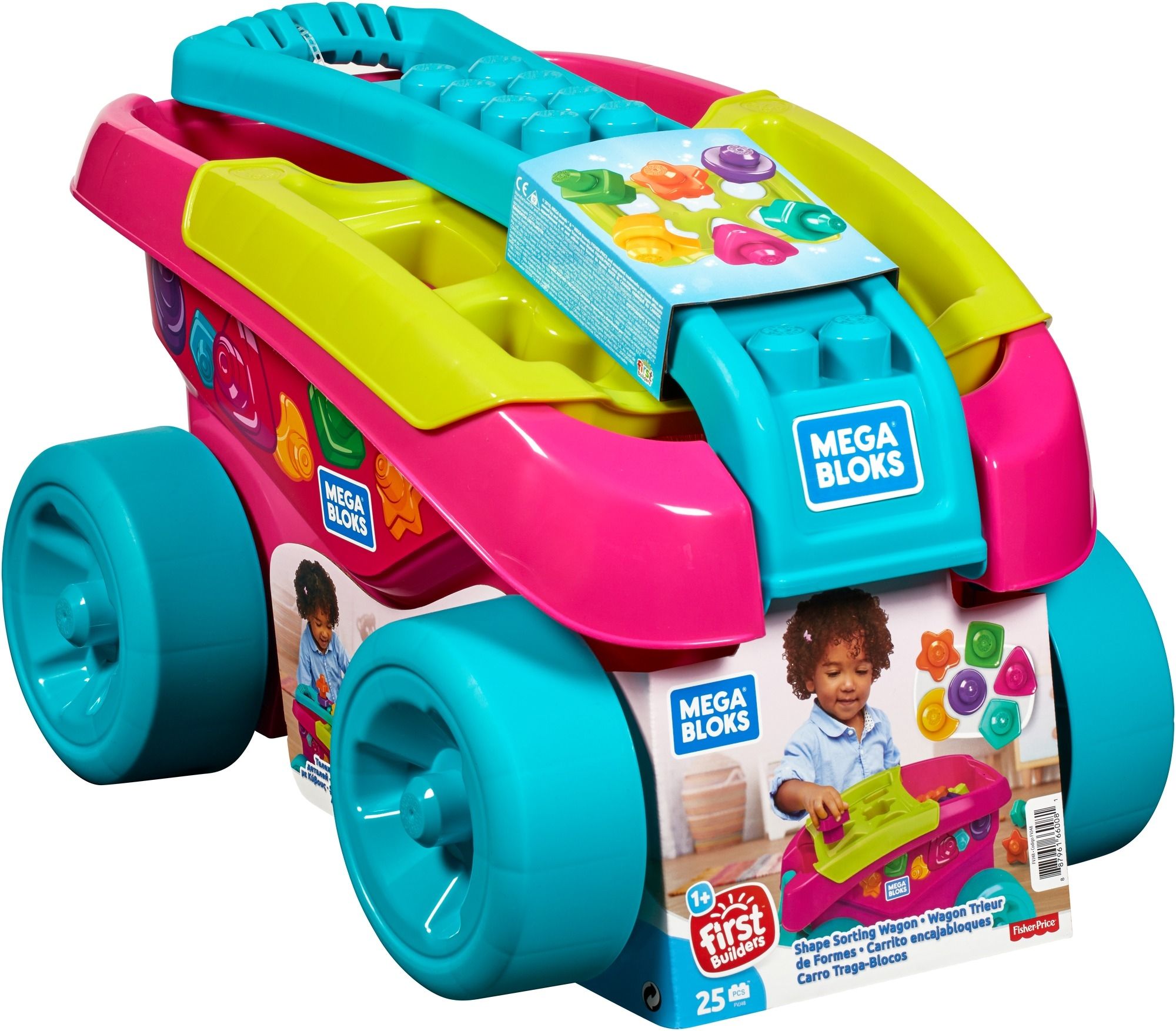 Klocki plastikowe FISHER PRICE Wózek sorter kształtów