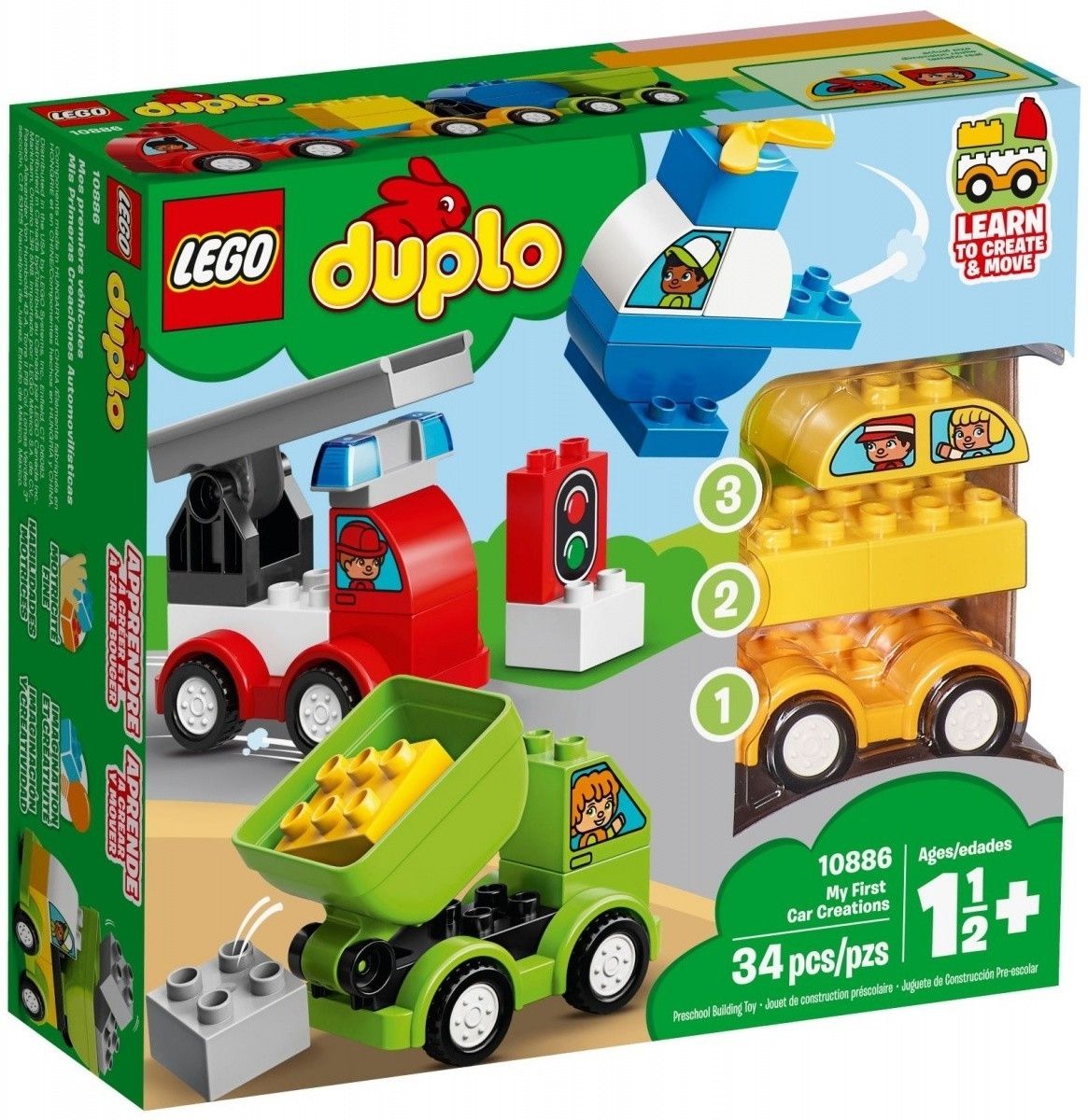 Klocki plastikowe LEGO Moje pierwsze samochodziki 10886
