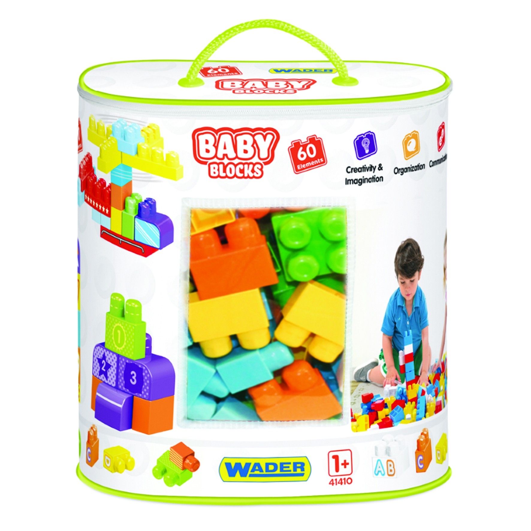 Klocki WADER Baby Blocks - torba 60 szt.