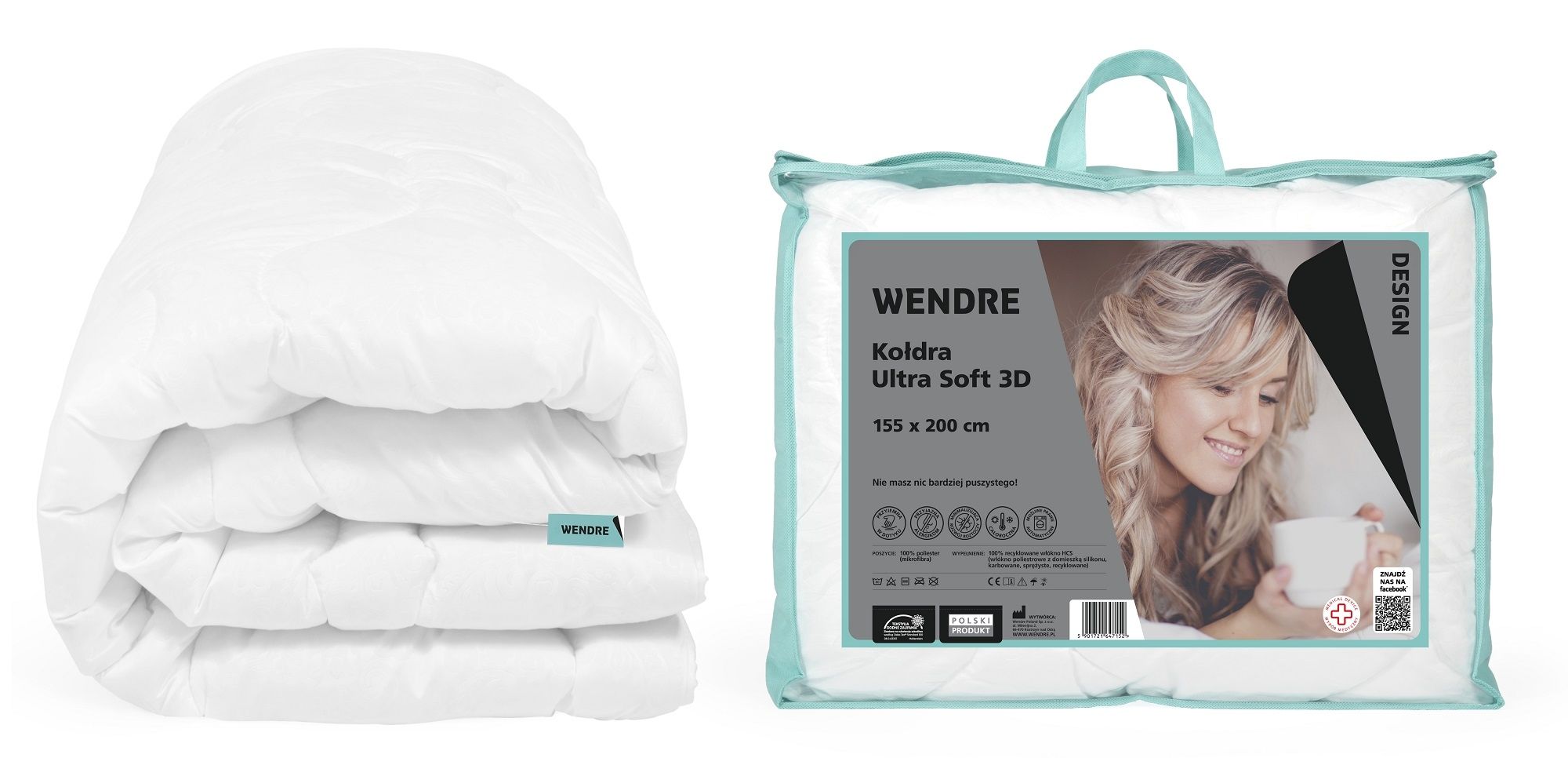 Kołdra WENDRE Ultra Soft 3D 155 x 200 Biały