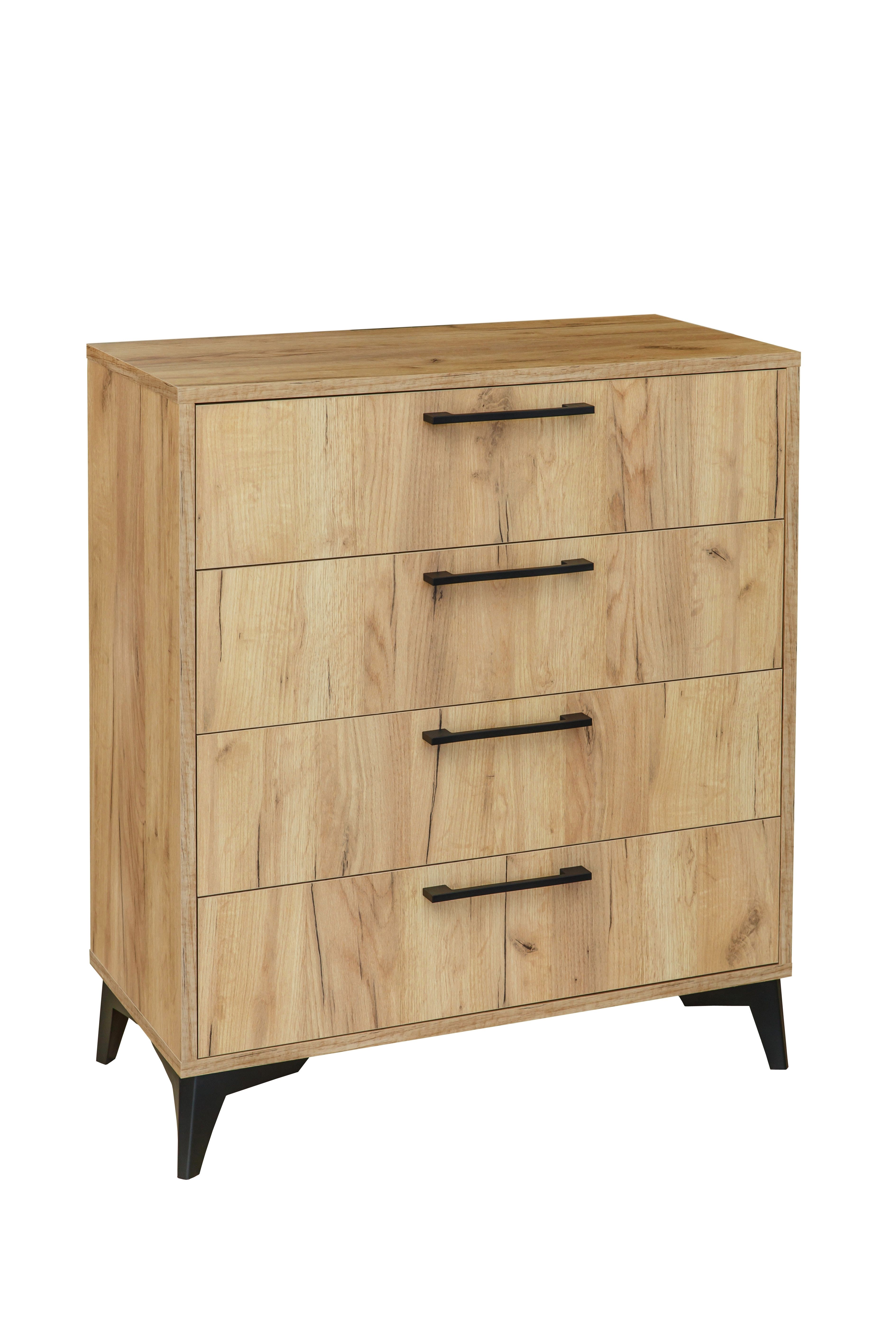 Komoda Szafka Vanmar Paris Dąb Craft Złoty 4 szuflady 91 cm