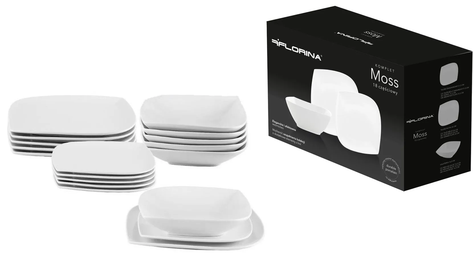 Komplet Obiadowy Moss Porcelanowy 18 elementów