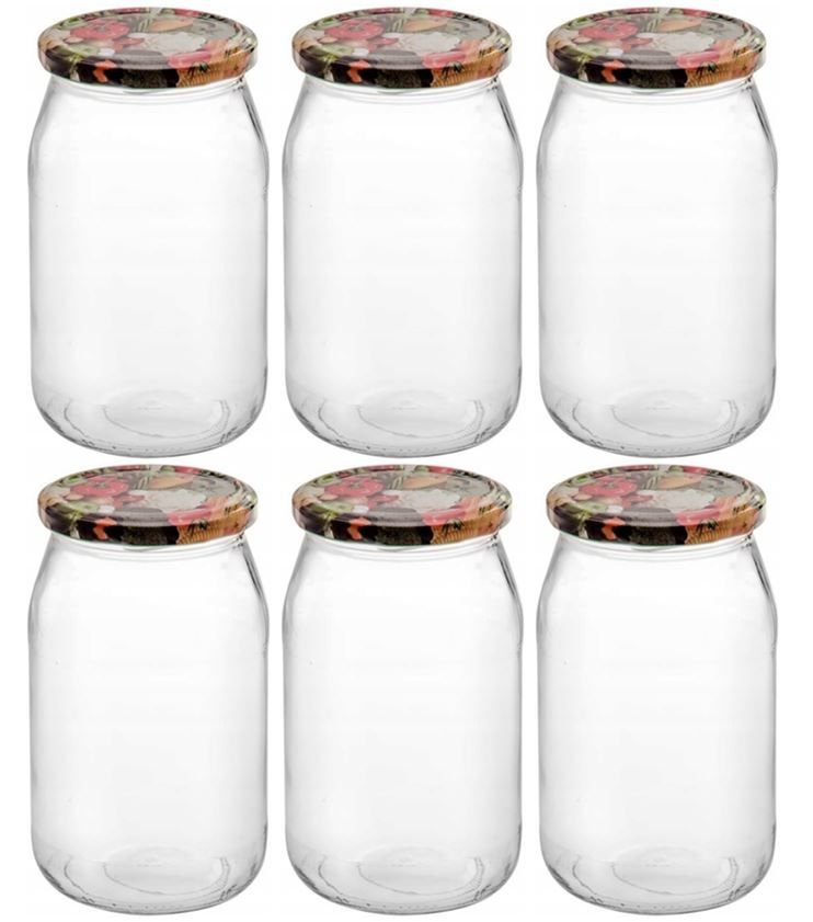 Komplet Słoików FLORENTYNA 900 ml Stalowa Nakrętka 6 szt.