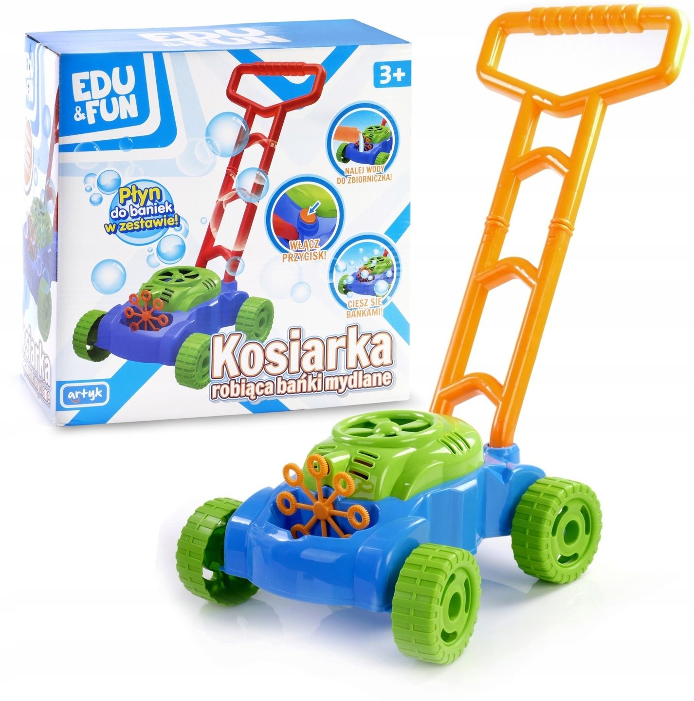 Kosiarka z bańkami na baterie bańki mydlane + płyn
