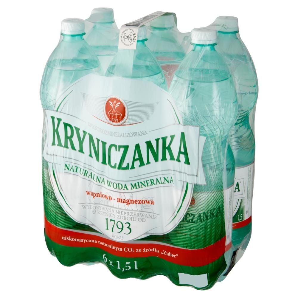 Kryniczanka Naturalna woda mineralna wysokozmineralizowana niskonasycona 6 x 1,5 l