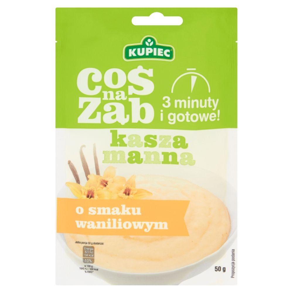 Kupiec Coś na ząb Kasza manna o smaku waniliowym 50 g