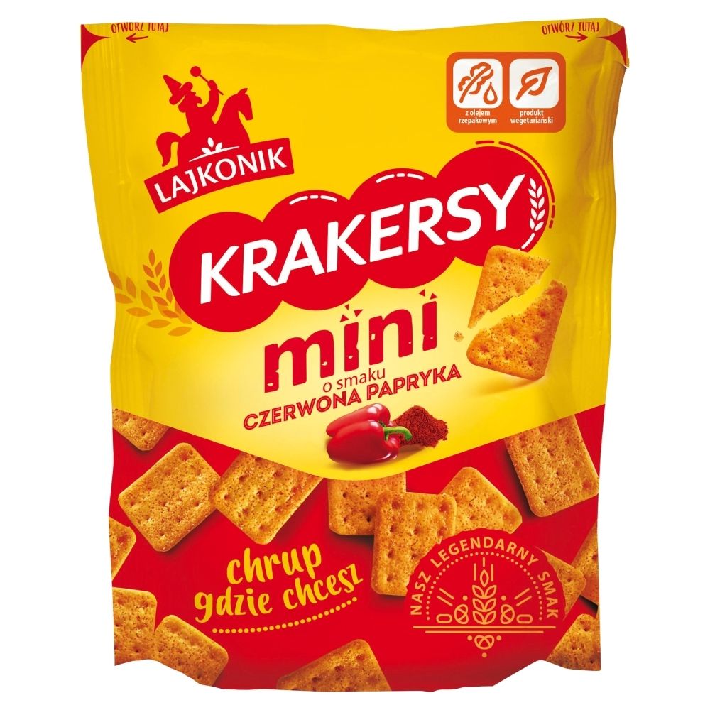 Lajkonik Krakersy mini o smaku czerwona papryka 100 g