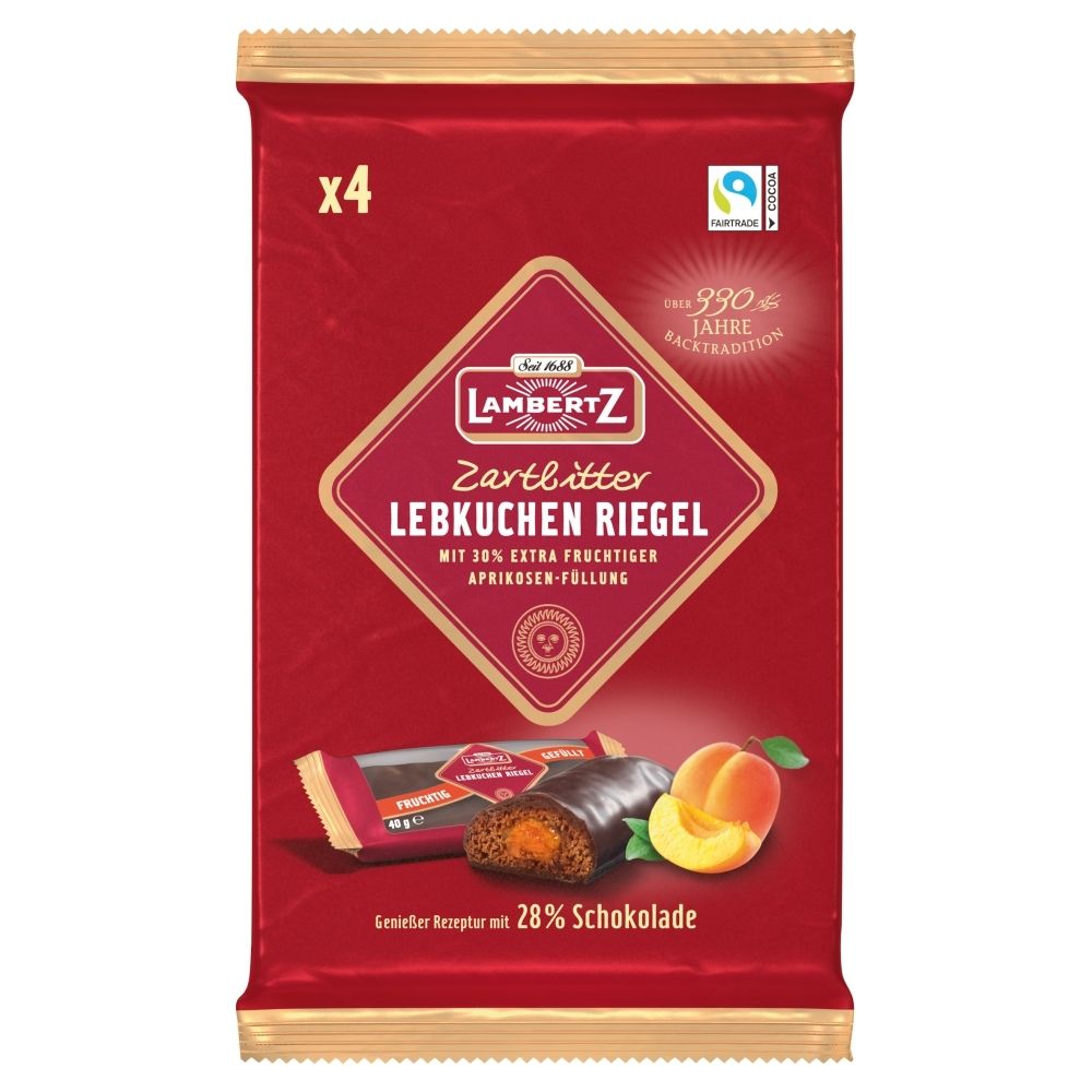 Lambertz Pierniki z nadzieniem morelowym w czekoladzie 160 g