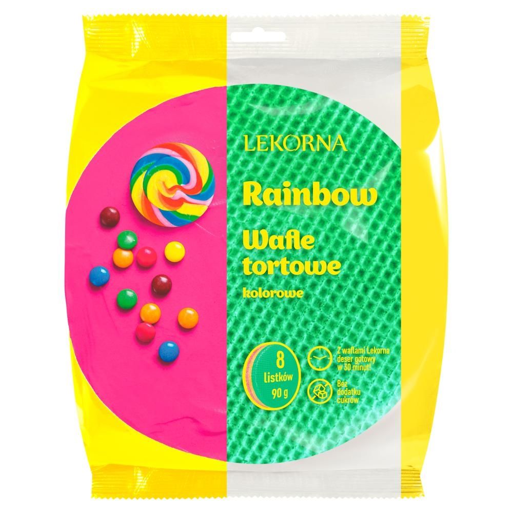Lekorna Rainbow Wafle tortowe kolorowe 90 g (8 sztuk)
