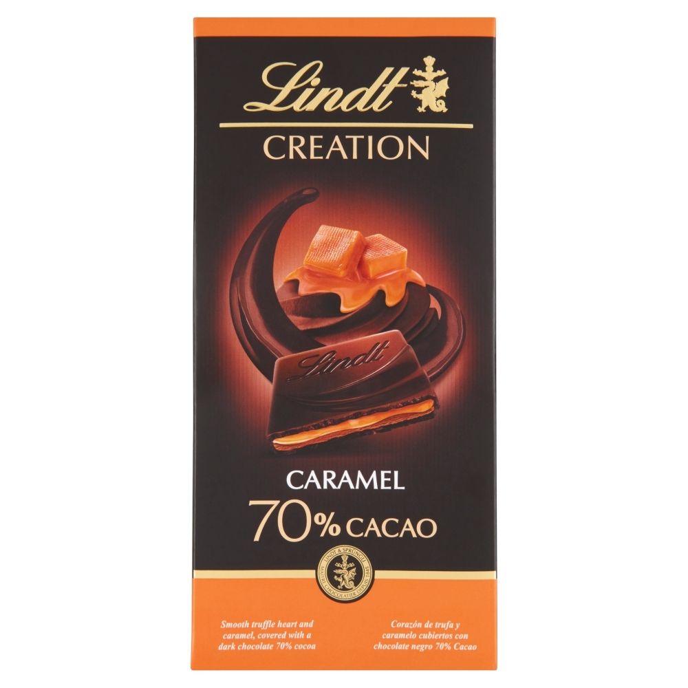 Lindt Creation 70% Cocoa Gorzka czekolada wypełniona karmelem oraz truflowym sercem 150 g