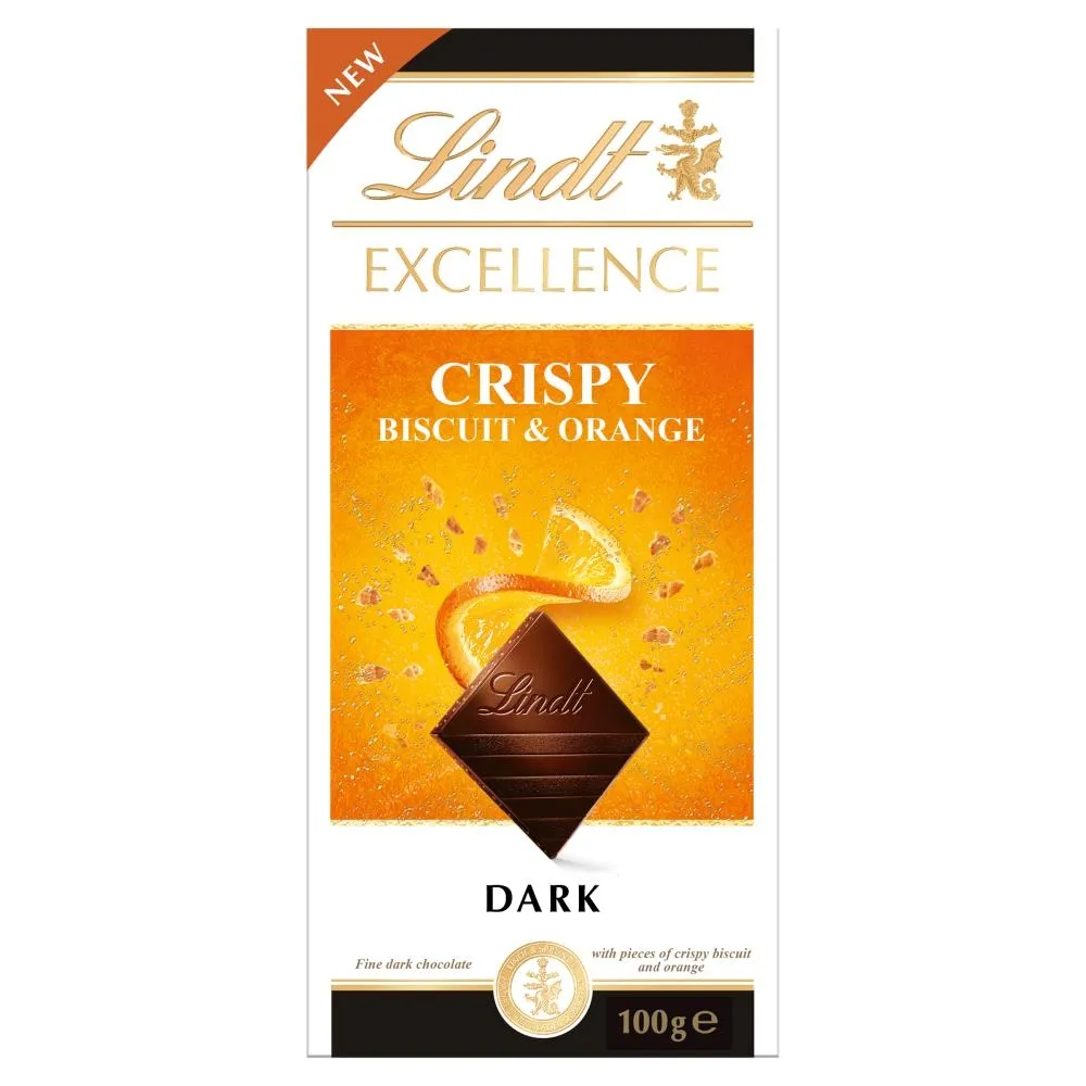 Lindt Excellence Ciemna czekolada z kawałkami kruchych ciasteczek i kawałkami cukru 100 g