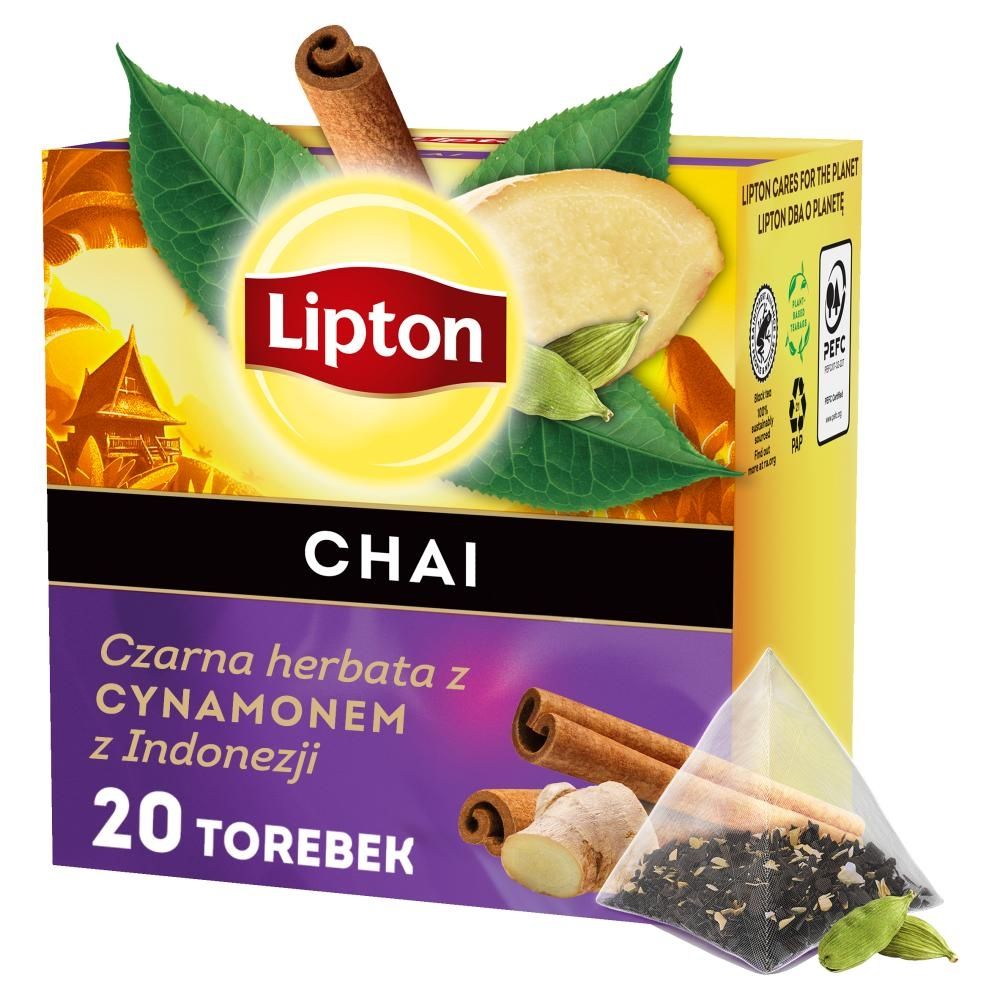 Lipton Discovery Chai Czarna herbata z cynamonem z Indonezji 34 g (20 torebek)