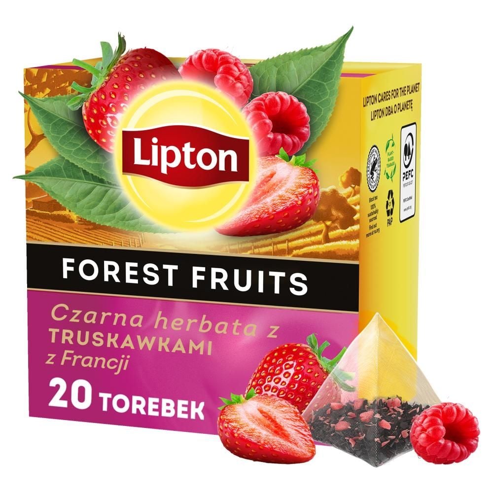 Lipton Discovery Forest Fruit Czarna herbata z truskawkami z Francji 30 g (20 torebek)