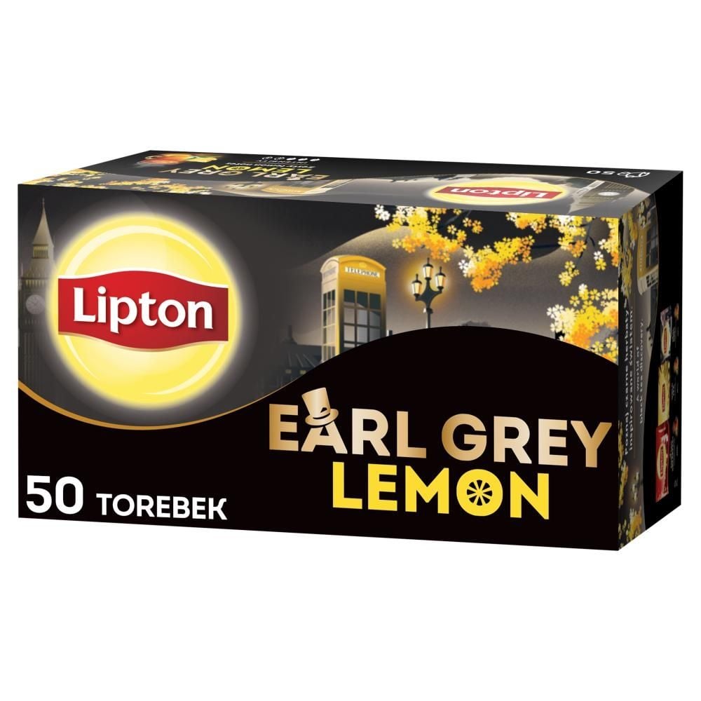Lipton Earl Grey Lemon Herbata czarna 100 g (50 torebek)