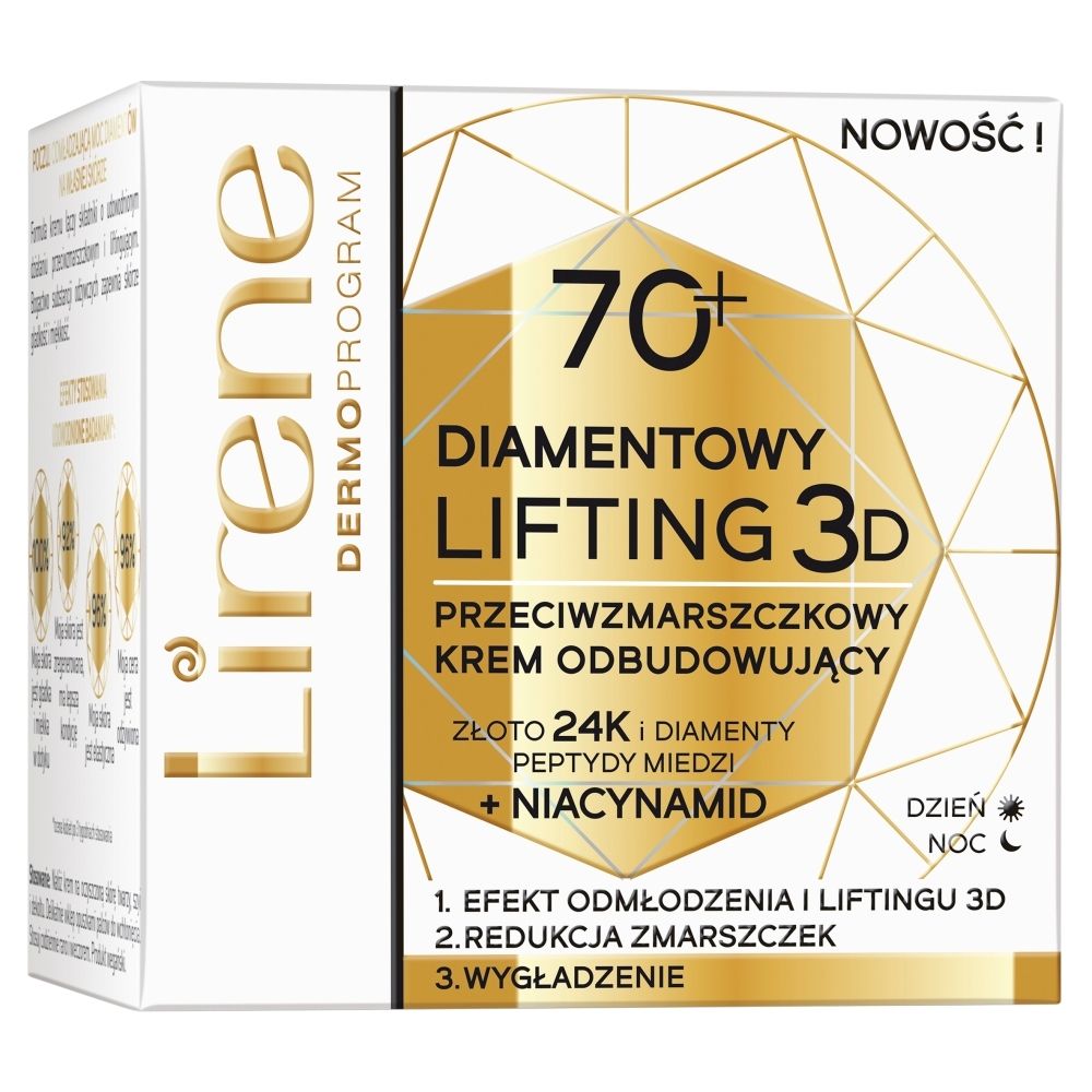 Lirene Diamentowy Lifitng 3D Przeciwzmarszczkowy krem odbudowujący 70+ na dzień noc 50 ml