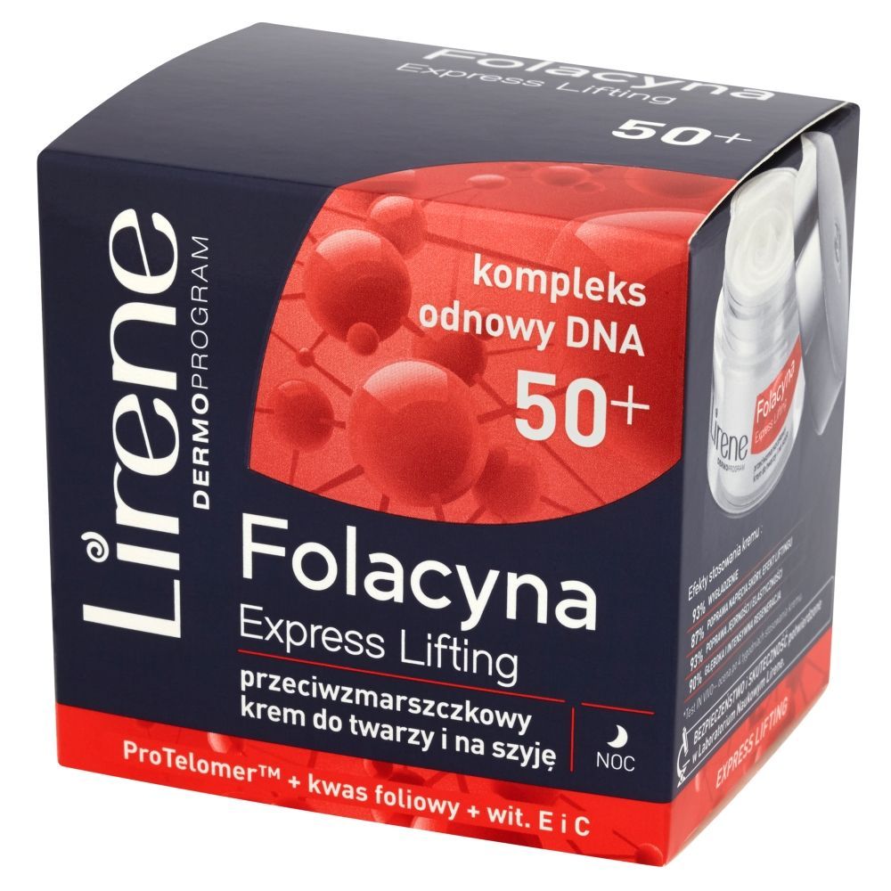 Lirene Folacyna 50+ Express Lifting Przeciwzmarszczkowy krem do twarzy i na szyję 50 ml