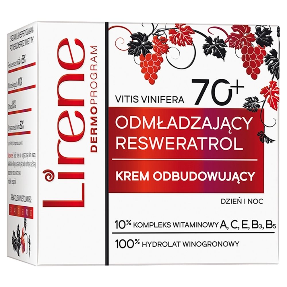 Lirene Odmładzający Resweratrol Krem odbudowujący 70+ dzień i noc 50 ml