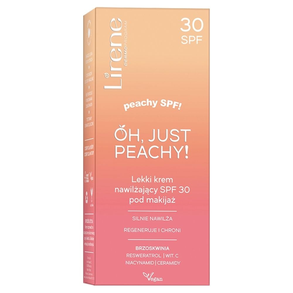 Lirene Oh Just Peachy! Lekki krem nawilżający SPF 30 pod makijaż 50 ml