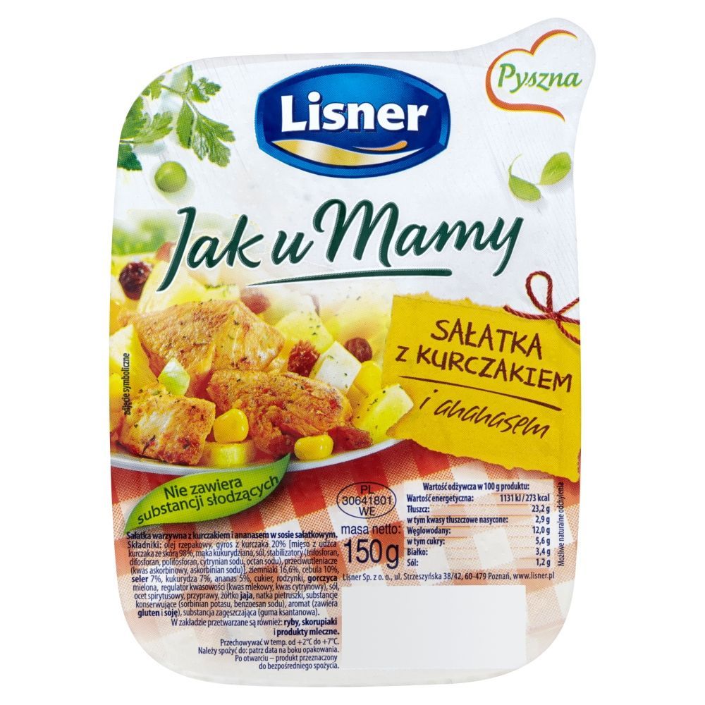 Lisner Jak u Mamy Sałatka z kurczakiem i ananasem 150 g