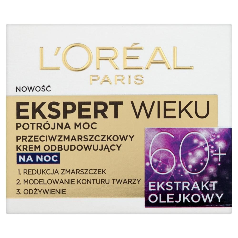 L'Oreal Paris Ekspert Wieku 60+ Przeciwzmarszczkowy krem odbudowujący na noc 50 ml