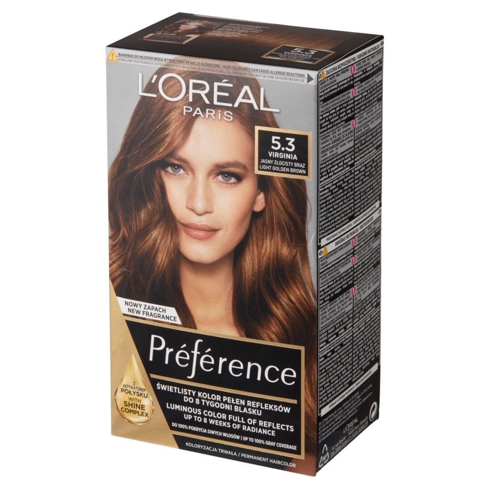 L'Oréal Paris Préférence Farba do włosów jasny złocisty brąz 5.3 Virginia