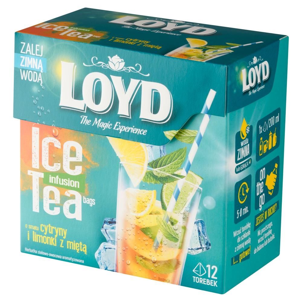 Loyd Herbatka ziołowo-owocowa aromatyzowana o smaku cytryny i limonki z miętą 30 g (12 x 2,5 g)