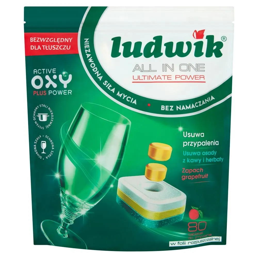 Ludwik All in one Tabletki do zmywarek grapefruit 1,44 kg (80 sztuk)