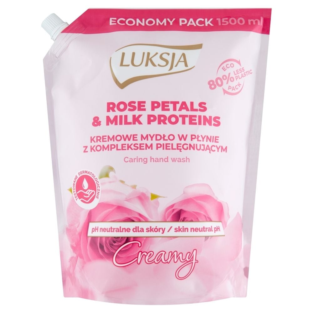 Luksja Creamy Rose Petals & Milk Proteins Kremowe mydło w płynie opakowanie uzupełniające 1500 ml