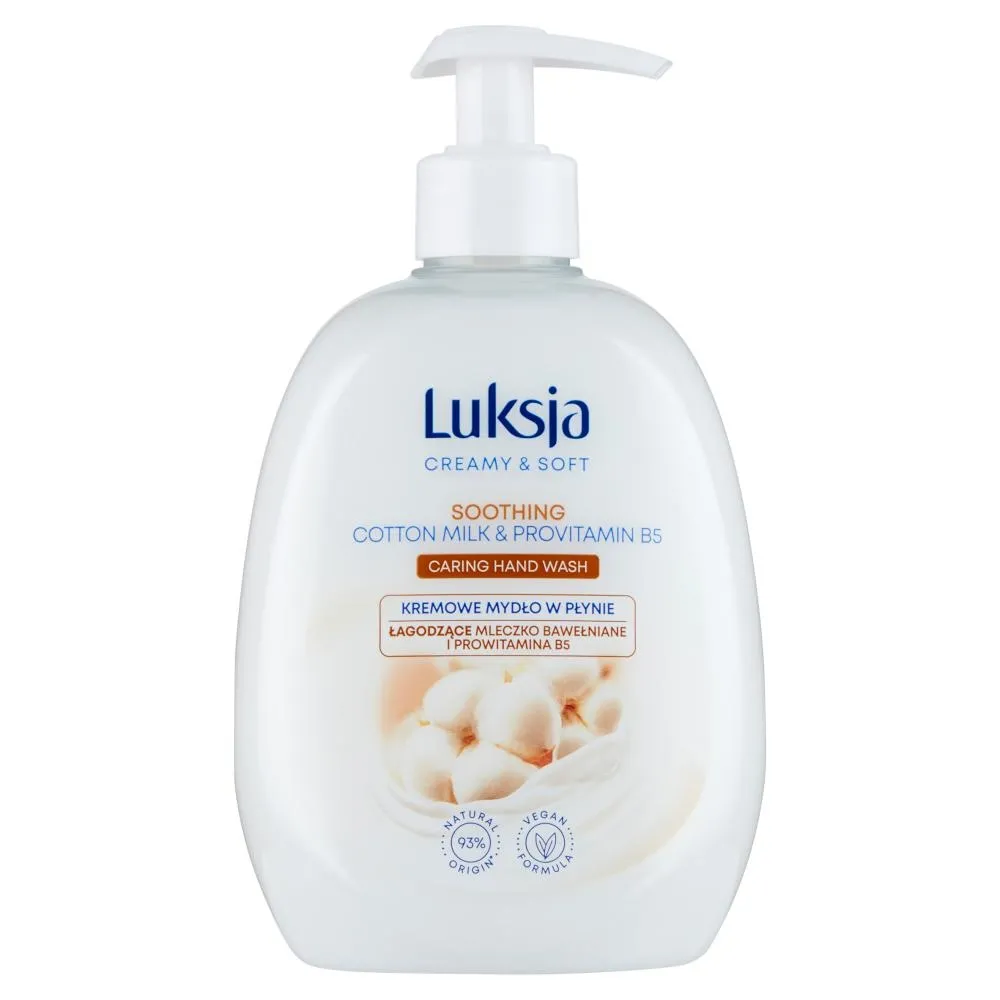 Luksja Creamy & Soft Kremowe mydło w płynie łagodzące mleczko bawełniane i prowitamina B5 500 ml