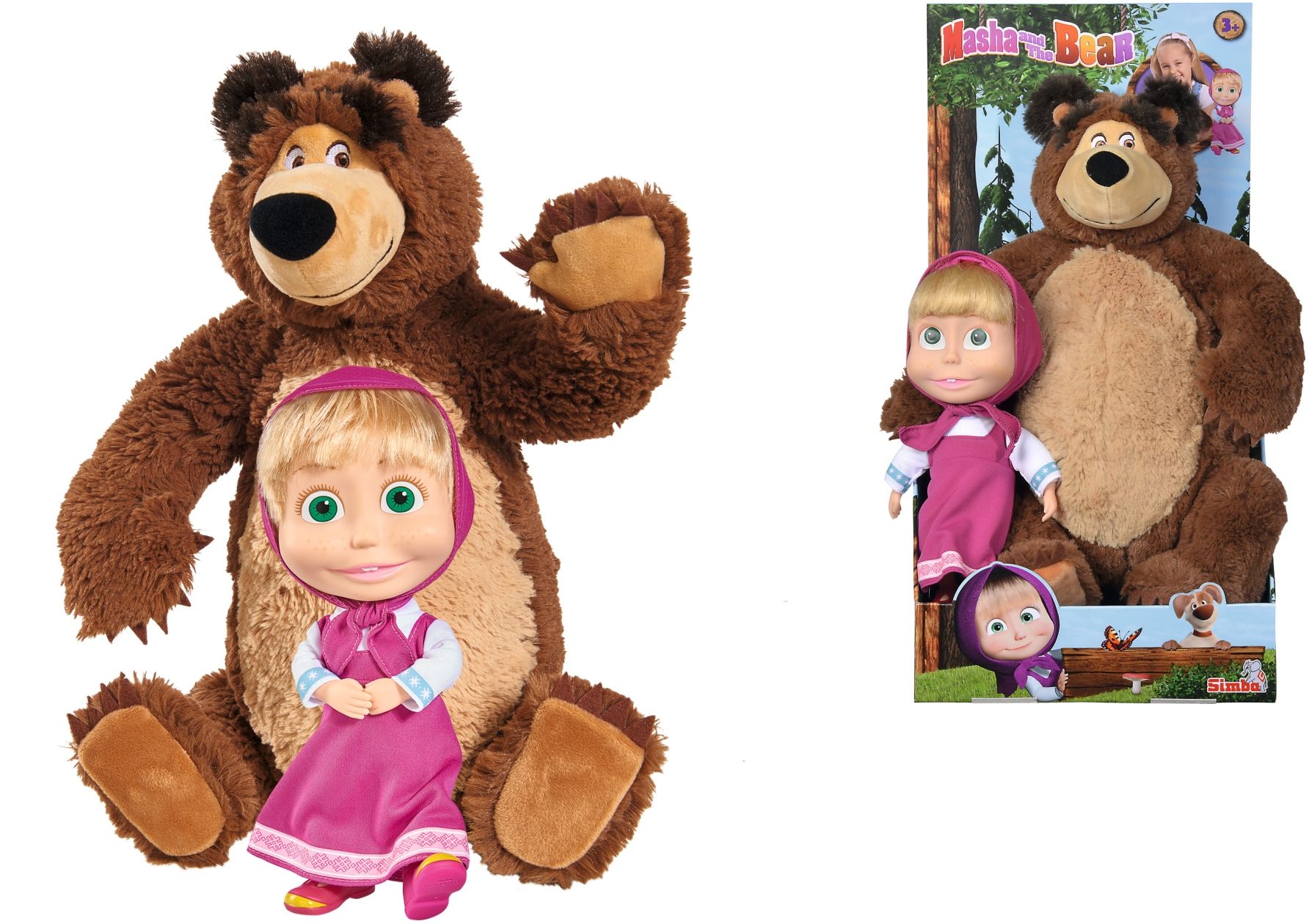 Maskotka SIMBA Zestaw pluszowy: Masza (23 cm) + Niedźwiedź (43 cm)