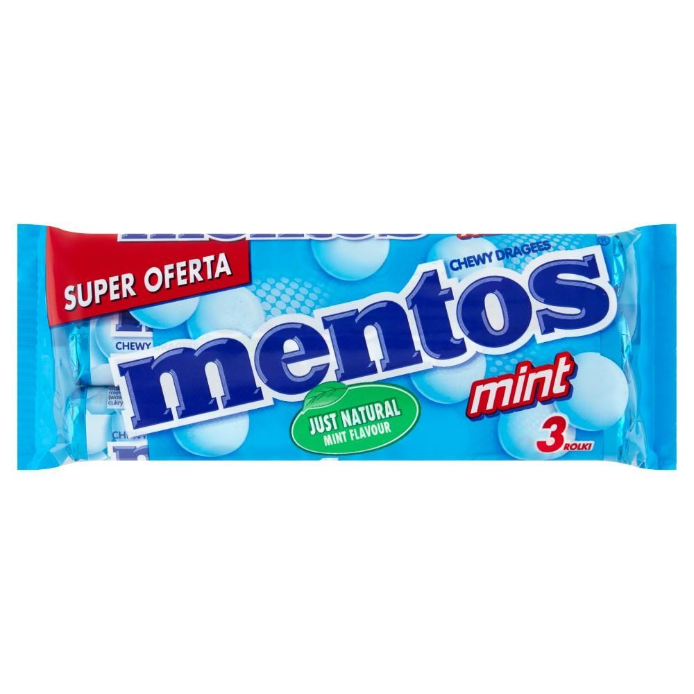Mentos Mint Cukierki do żucia o smaku miętowym 3 x 38 g