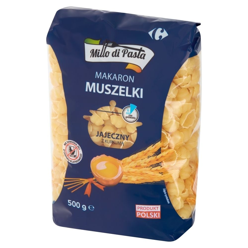 Millo di Pasta Makaron jajeczny z kurkumą muszelki 500 g