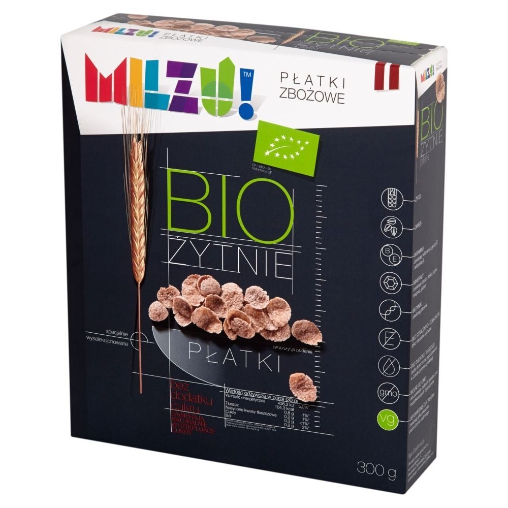 Milzu! Bio Żytnie Płatki zbożowe 300 g