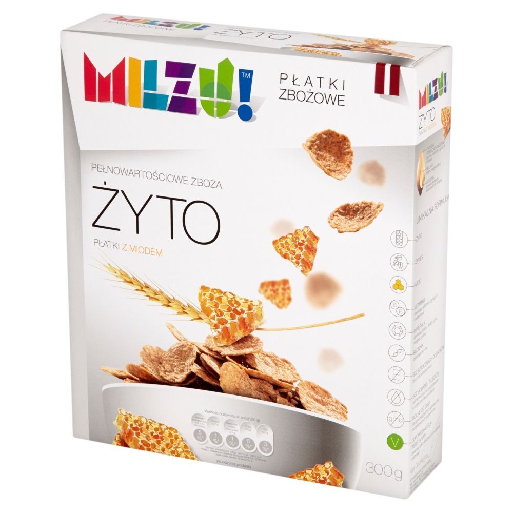 Milzu! Żyto Płatki zbożowe z miodem 300 g