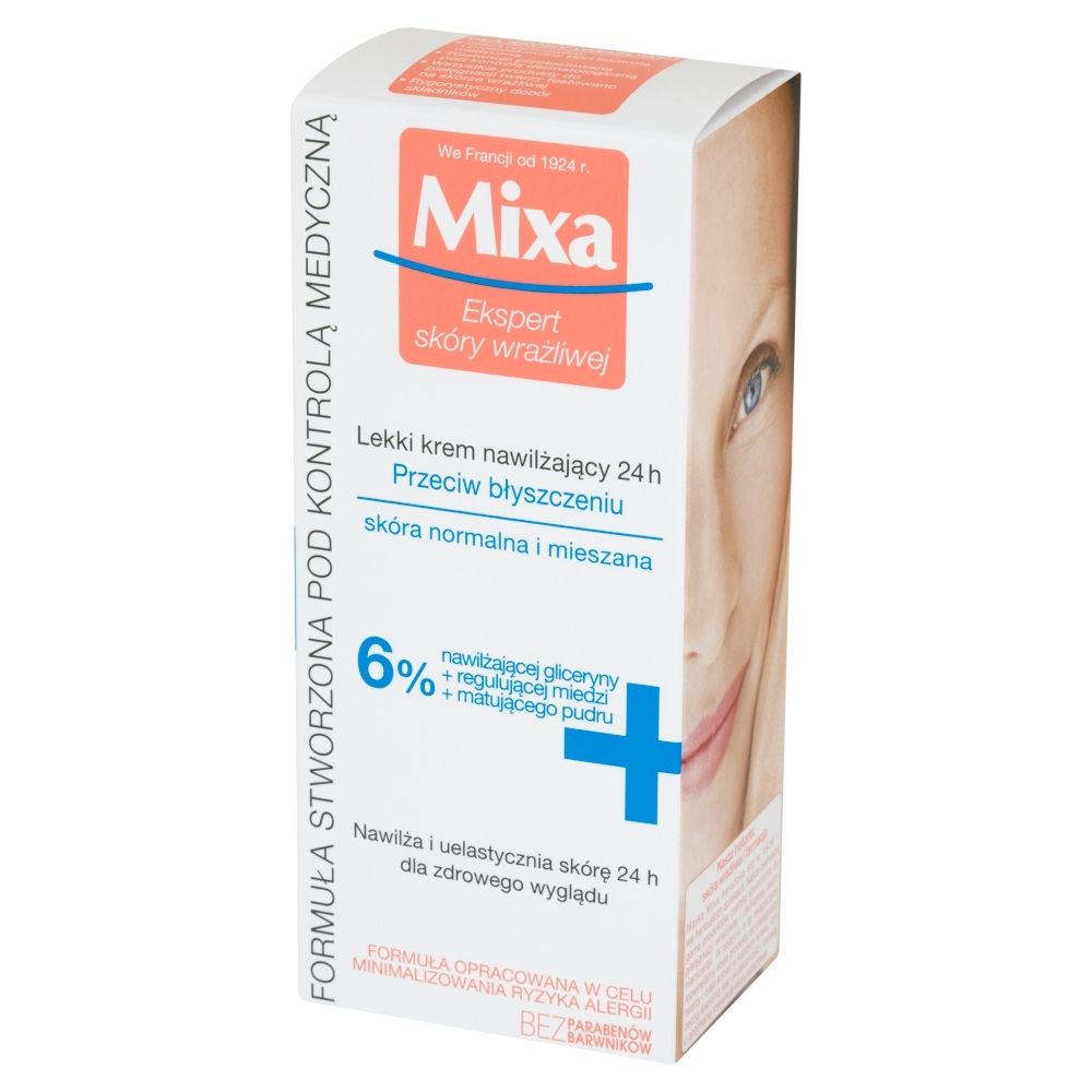 Mixa Lekki krem nawilżający 24 h przeciw błyszczeniu 50 ml