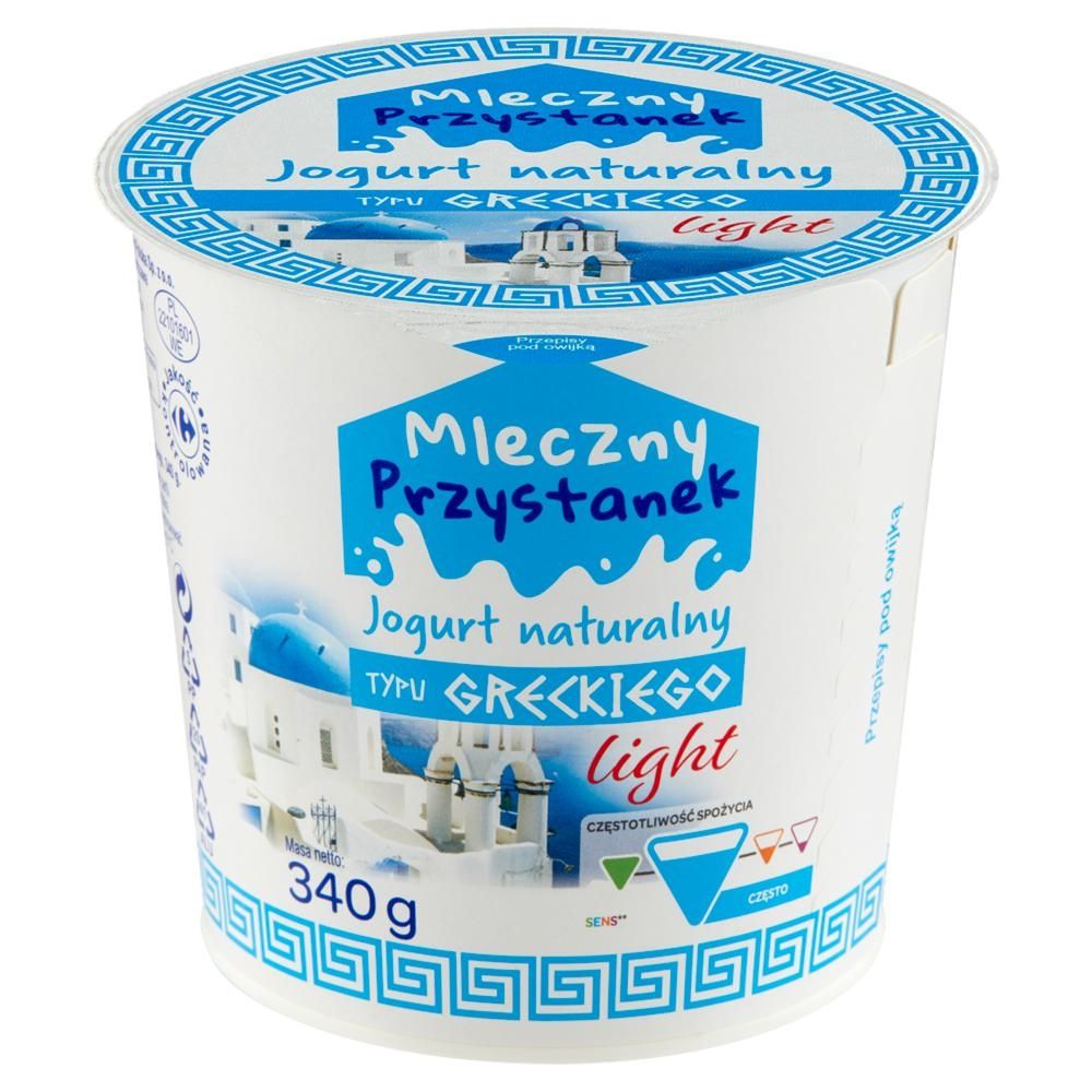 Mleczny Przystanek Light Jogurt naturalny typu greckiego 340 g