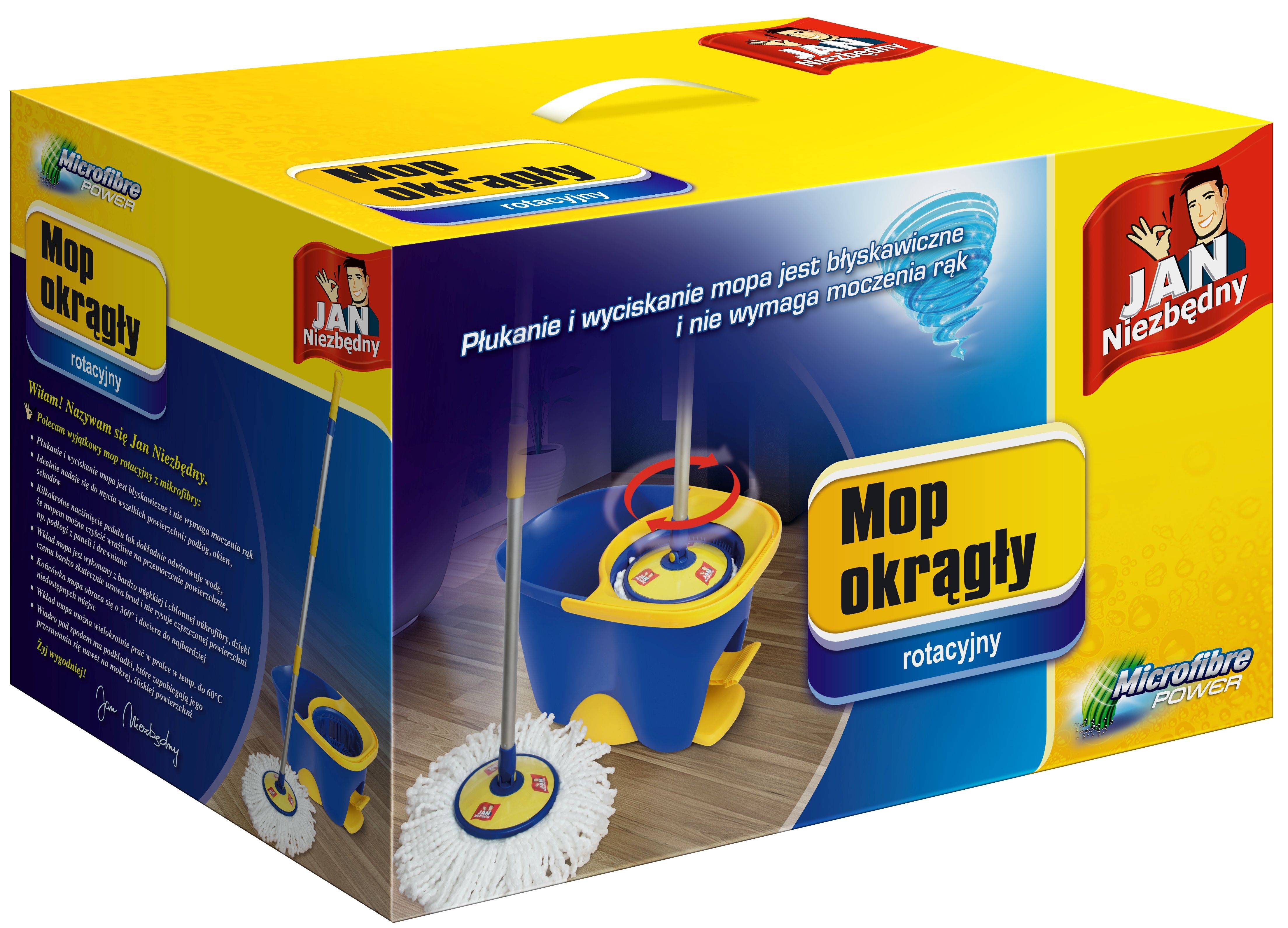 Zestaw mop Rotacyjny z Wiadrem JAN NIEZBĘDNY Okrągły