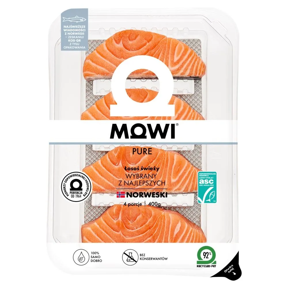 Mowi Pure Łosoś świeży 400 g (4 sztuki)