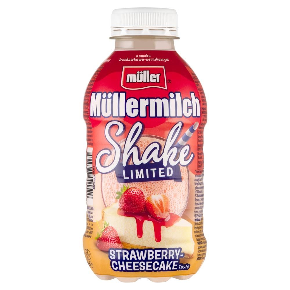 Müller Müllermilch Shake Napój mleczny o smaku truskawkowo-sernikowym 400 g
