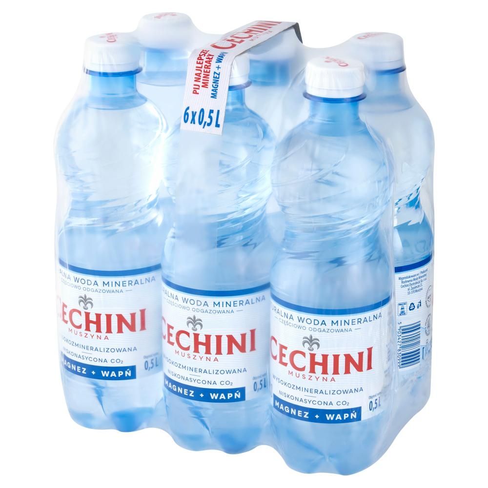 Cechini Muszyna Naturalna woda mineralna wysokozmineralizowana niskonasycona CO₂ 6 x 0,5 l