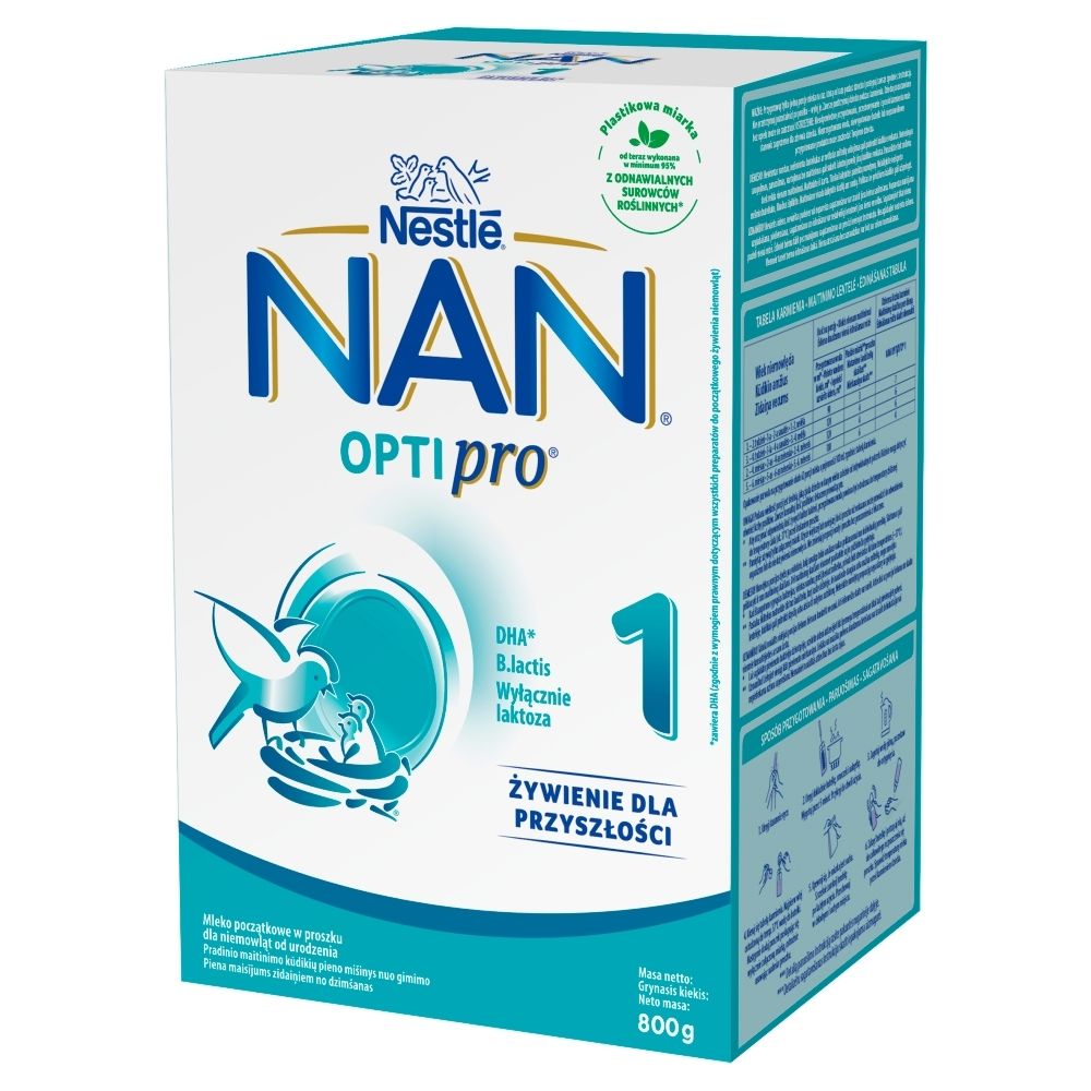 NAN OPTIPRO 1 Mleko początkowe dla niemowląt od urodzenia 800 g (2 x 400 g)