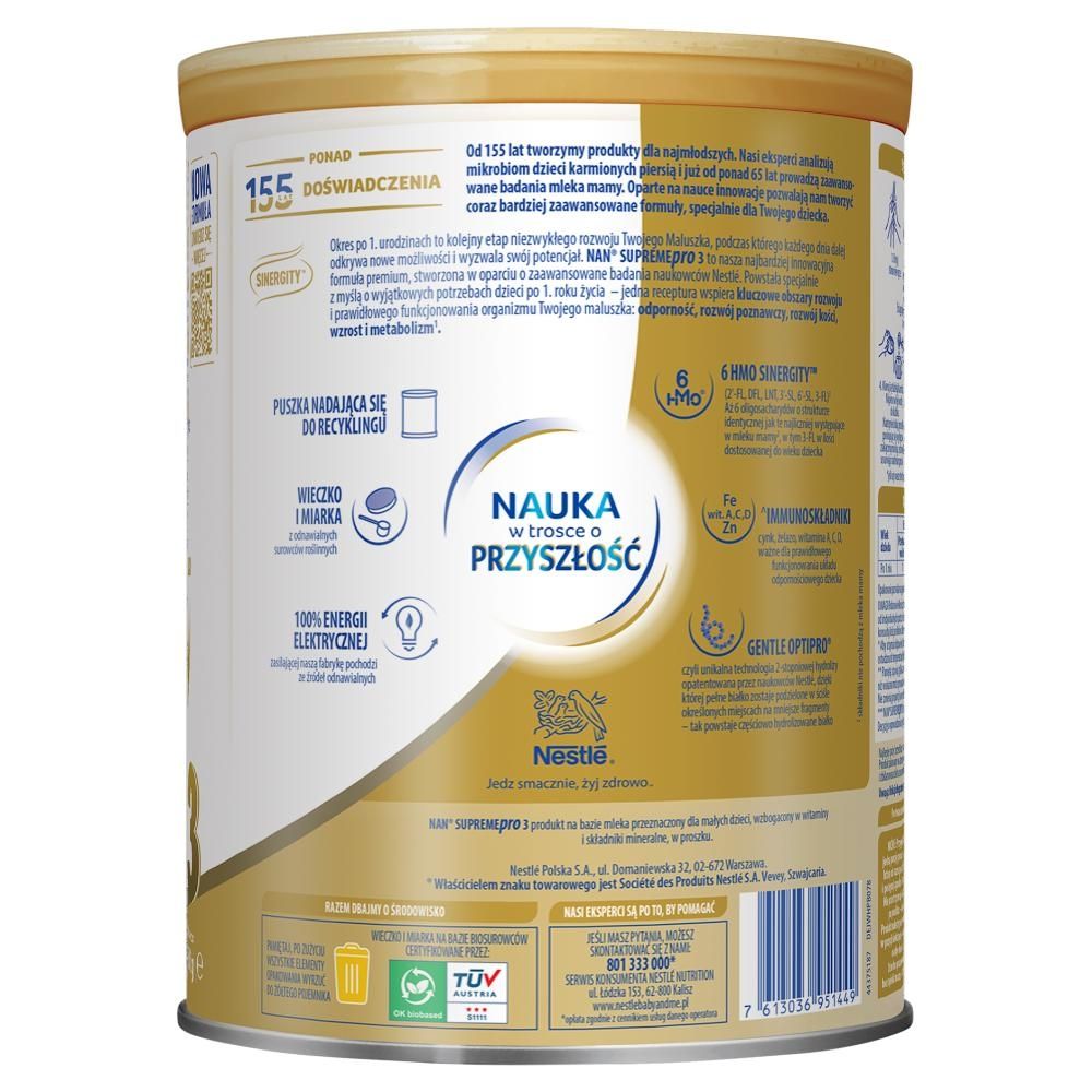 NAN SUPREMEPRO 3 Produkt na bazie mleka przeznaczony dla małych dzieci 800 g