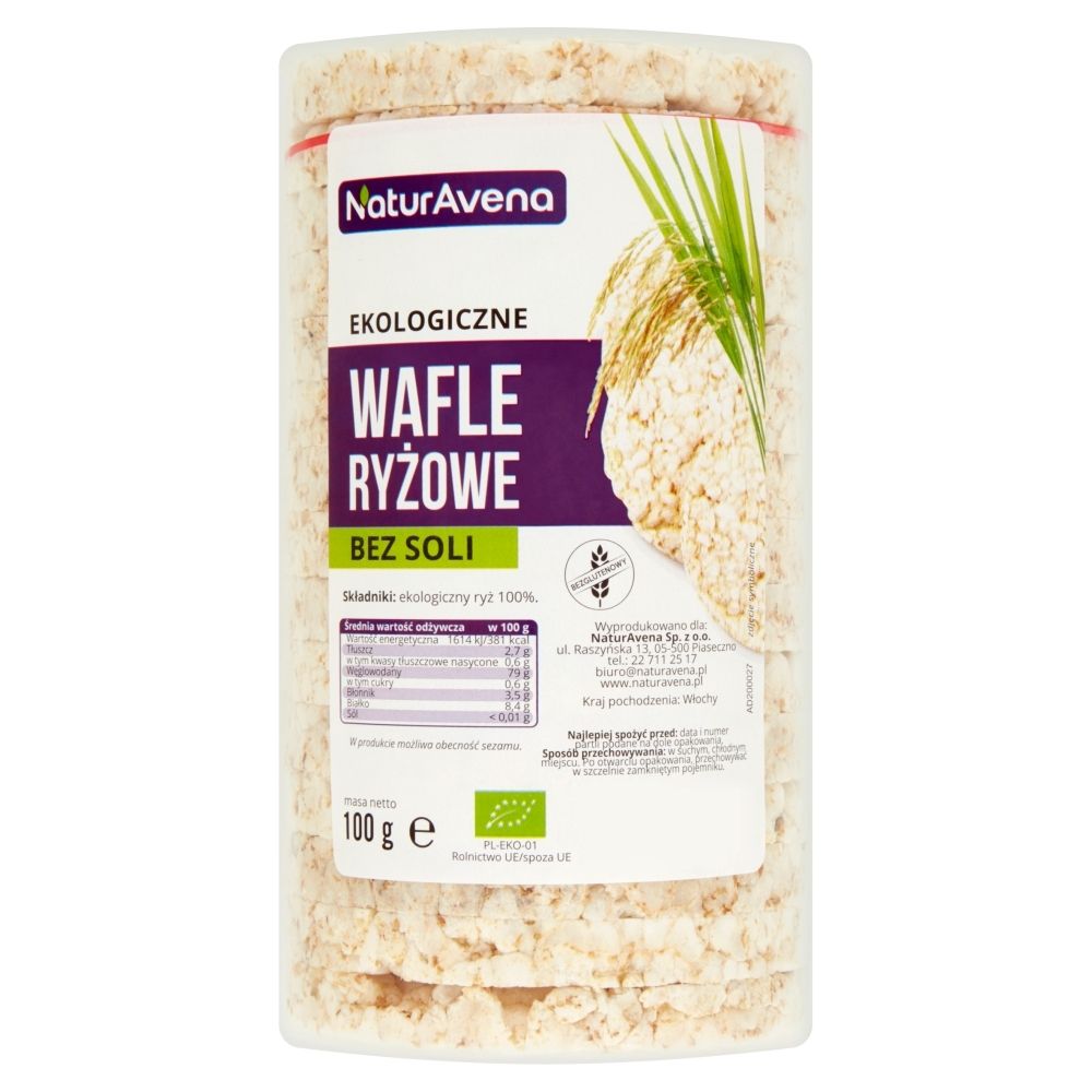 NaturAvena Ekologiczne wafle ryżowe bez soli 100 g