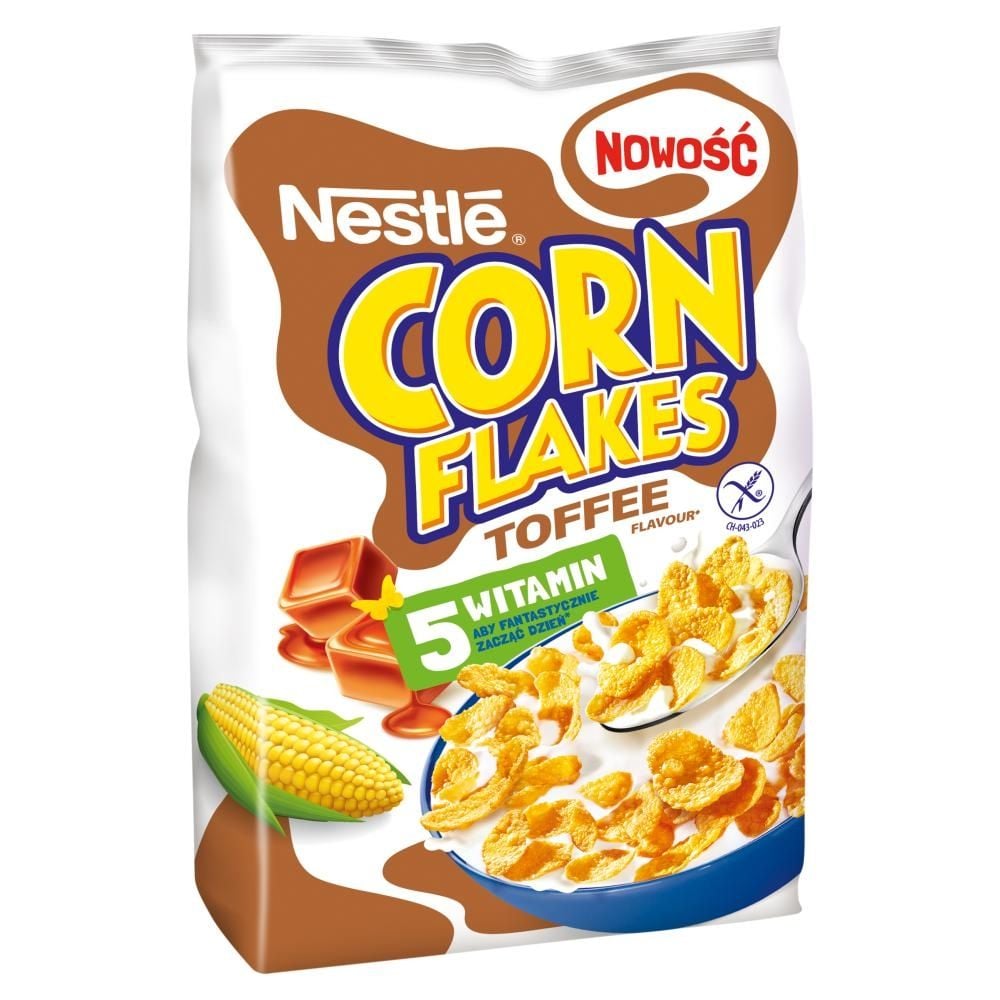 Nestlé Corn Flakes Chrupiące płatki kukurydziane smak toffi 450 g