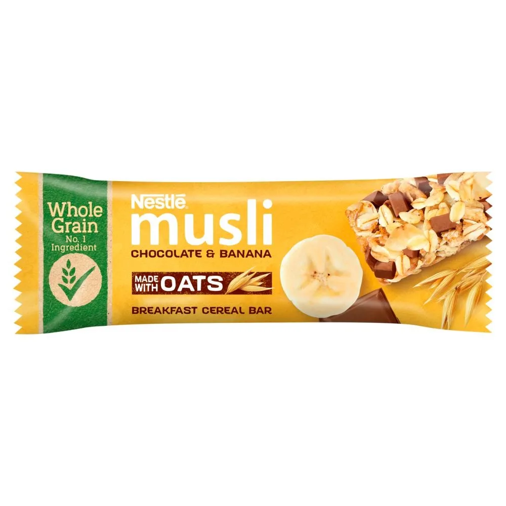 Nestlé Musli Chocolate & Banana Płatki śniadaniowe w formie batonika 35 g