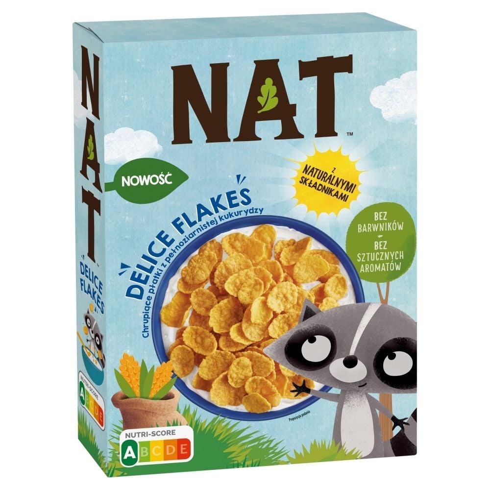 Nestlé NAT Delice Flakes Chrupiące płatki z pełnoziarnistej kukurydzy 340 g