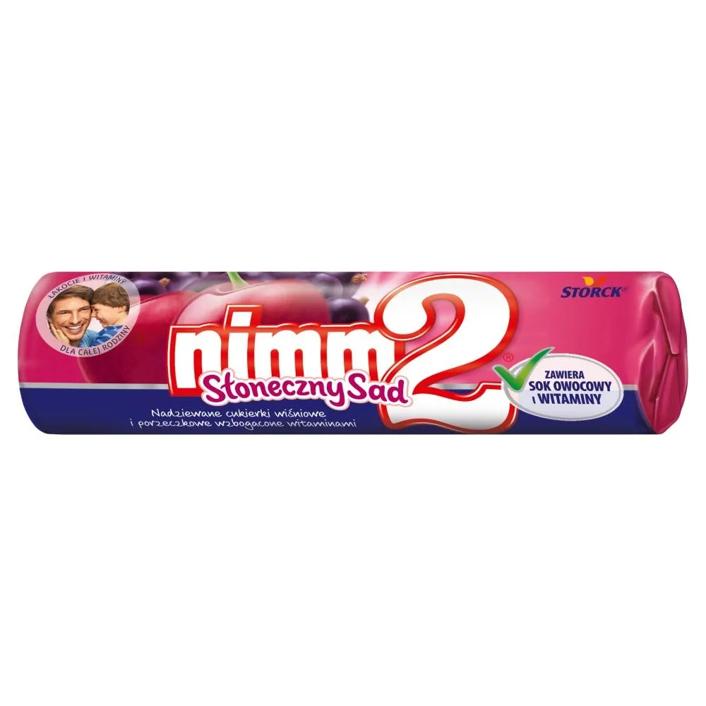 nimm2 Słoneczny Sad Nadziewane cukierki wiśniowe i porzeczkowe wzbogacone witaminami 50 g