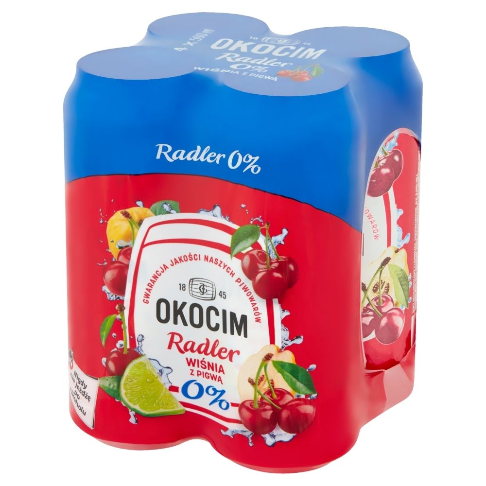 Okocim Radler Piwo bezalkoholowe z lemoniadą wiśnia z pigwą 4 x 500 ml