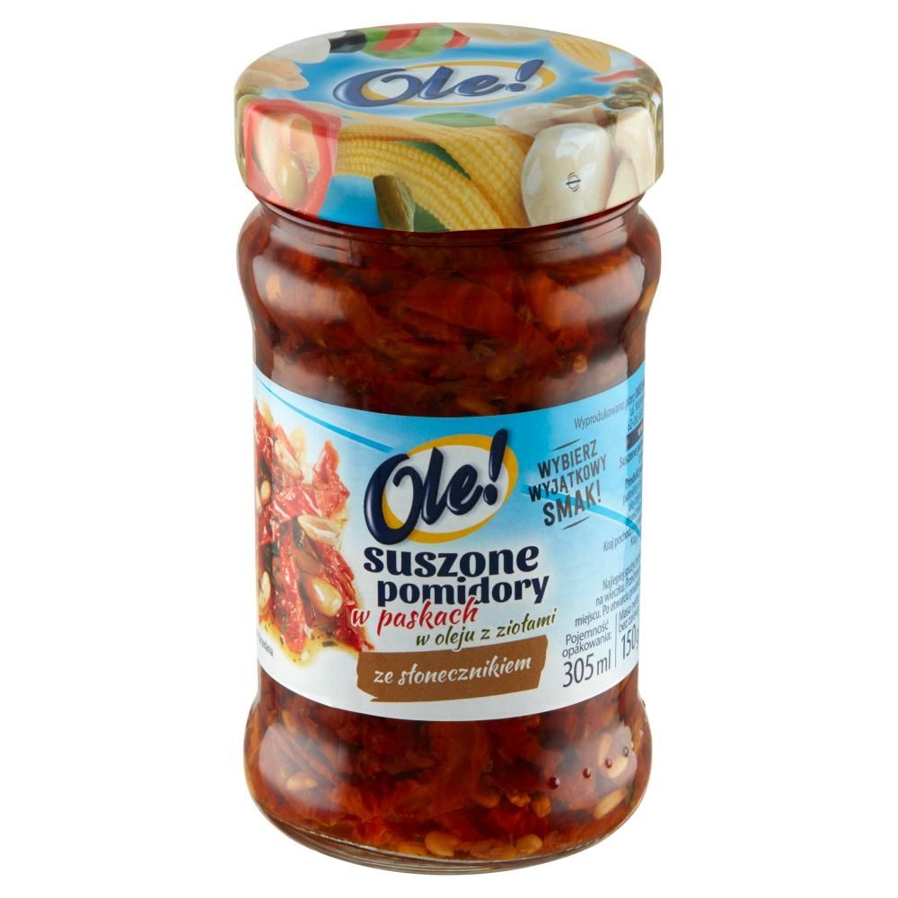 Ole! Suszone pomidory w paskach w oleju z ziołami ze słonecznikiem 270 g